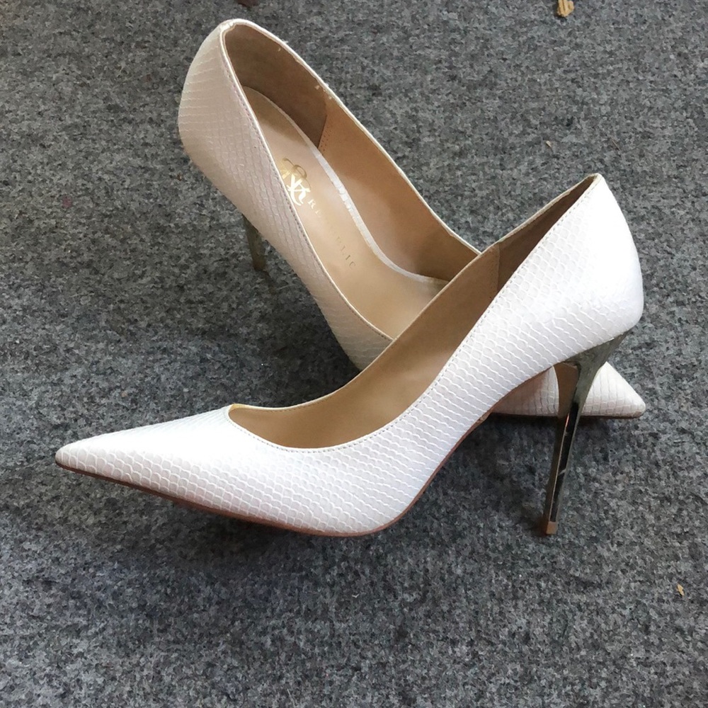 White heels with silver heels